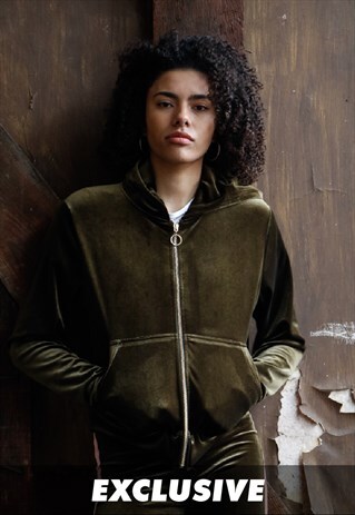 EXCLUSIVE KHAKI VELVET HOODIE
