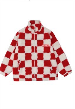 Y2K Chess Red Jacket Winter Wear Coat