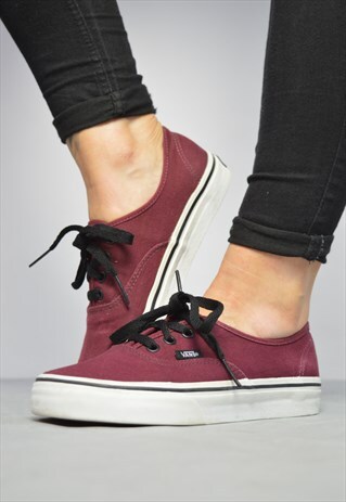 VINTAGE 90S VANS BURGUNDY SKATE SHOES TRAINERS SNEAKERS