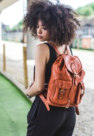 URBAN LEATHER SAFARI RUCKSACK (ORANGE)