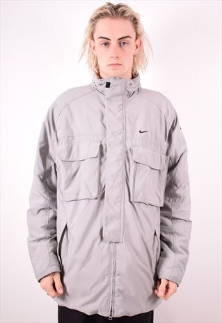 NIKE MENS VINTAGE PADDED JACKET LARGE GREY 90S
