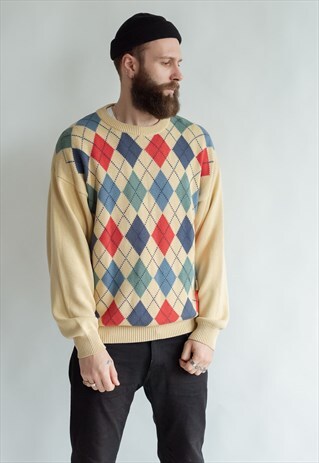 VINTAGE 80S DADS JUMPER IN YELLOW