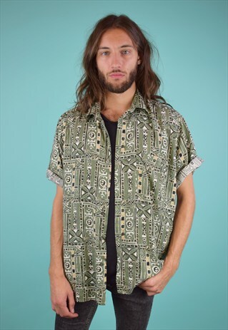 VINTAGE 90'S AZTEC PATTERNED SHIRT