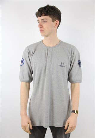 VINTAGE ADIDAS 90'S GREY RIBBED T-SHIRT