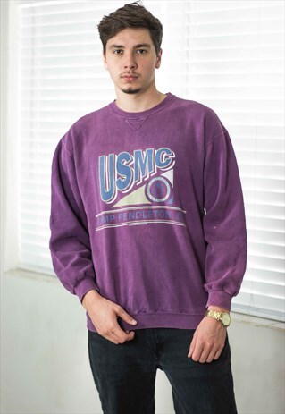 VINTAGE US MARINES SWEATSHIRT JUMPER LOGO 90S X 16.6
