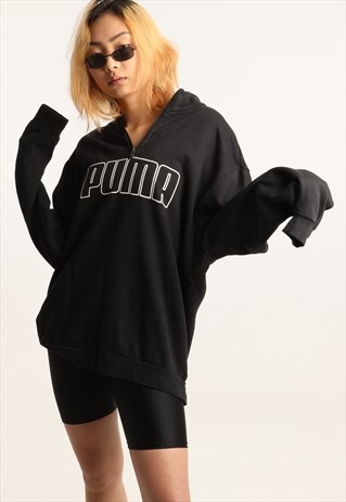 VINTAGE PUMA PRINT SPELLOUT 1/4 ZIP SWEATSHIRT