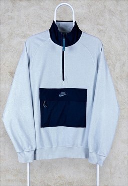 Nike Blue Fleece Sweatshirt 1/4 Zip Pullover Men's Medium