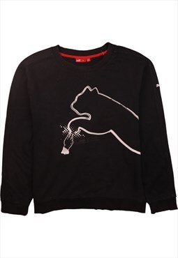 Vintage 90's Puma Sweatshirt Spellout Crew Neck Black