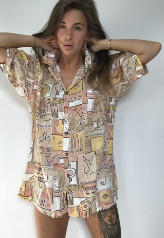 PATTERNED OVERSIZED RETRO VINTAGE UNISEX FESTIVAL SHIRT