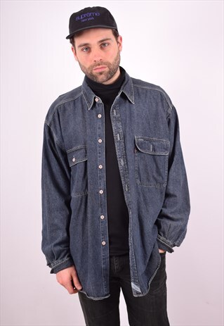 LEVI'S MENS VINTAGE DENIM SHIRT XL BLUE 90S