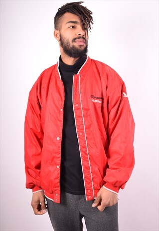 ADIDAS MENS VINTAGE BOMBER JACKET LARGE RED 90'S