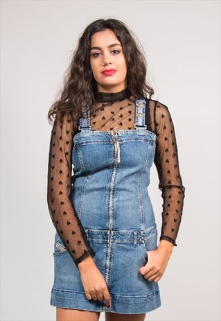 VINTAGE 90'S Y2K DIESEL DENIM MINI ZIP FRONT DRESS