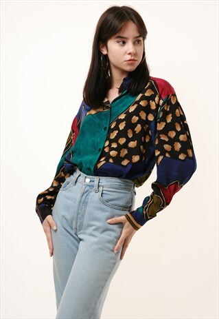 80S VINTAGE FLORAL PATTERN SUMMER SHIRT BLOUSE 874
