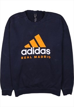 Vintage 90's Adidas Sweatshirt Real Madrid Crew Neck Navy