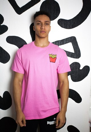 SHORT SLEEVE FRIES T-SHIRT IN PINK