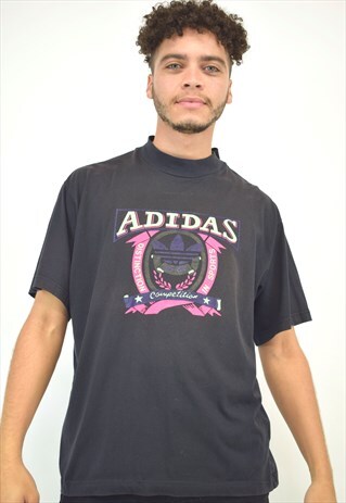 VINTAGE 90S ADIDAS BLACK CREST LOGO SHIRT
