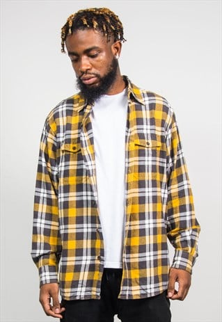 yellow check shirt men's