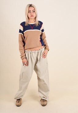 Vintage Evisu block colourway panel wool jumper 