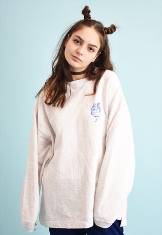 90'S RETRO OVERSIZED NEUTRAL SWEATSHIRT JUMPER
