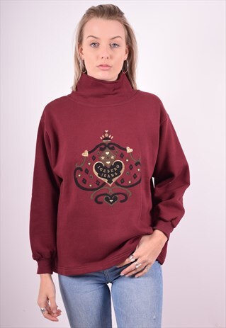 ICEBERG WOMENS VINTAGE SWEATSHIRT JUMPER LARGE BURGUNDY 90'S
