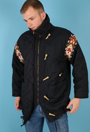 VINTAGE PADDED JACKET IN BLACK NJ559