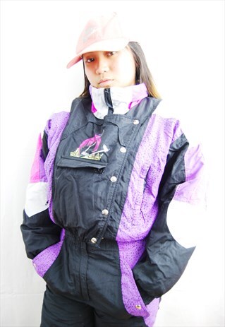 CRAZY PRINT PUFFER SKI SUIT/JUMPSUIT (1990'S)