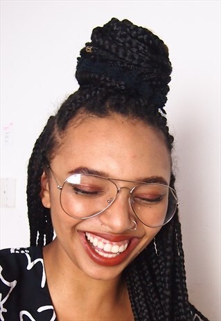VINTAGE GEEK FASHION SILVER FRAME CLEAR LENS AVIATOR GLASSES