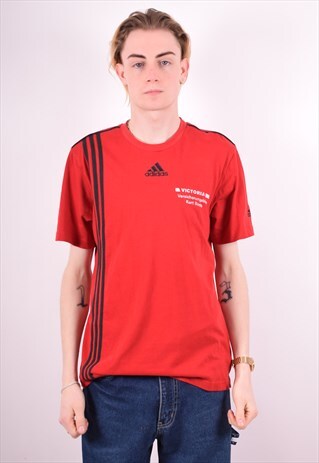 ADIDAS MENS VINTAGE T-SHIRT TOP LARGE RED 90S