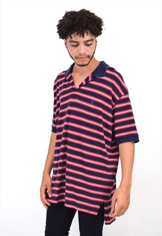 VINTAGE 90S POLO RALPH LAUREN NAVY STRIPE POLO