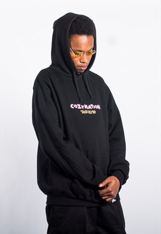 OVERSIZED HOODIE BLACK PASTEL LUCID DREAMS GRAPHIC
