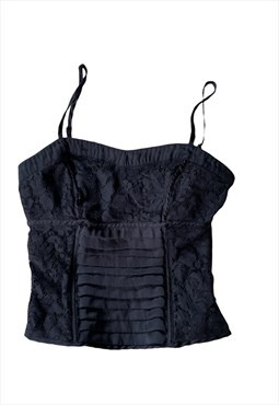 Vintage Y2K Morgan De Toi Black Vest Top Small Cami 