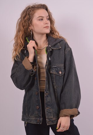 WOMENS VINTAGE DENIM JACKET LARGE BLUE 90S