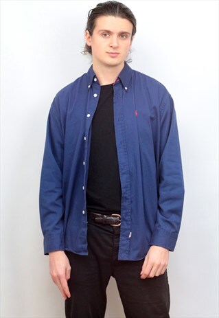 1990'S VINTAGE RALPH LAUREN COTTON SHIRT IN BLUE