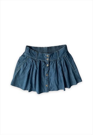 REWORKED VINTAGE Y2K MINI SKIRT BLUE DENIM LOOK