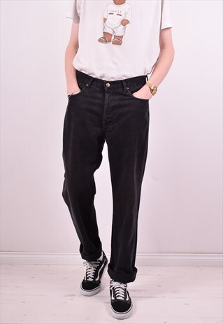 LEE MENS VINTAGE JEANS W34 L34 BLACK 90'S
