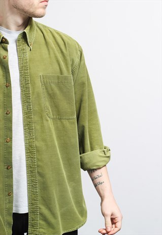 VINTAGE CORDUROY CORD SHIRT GREEN