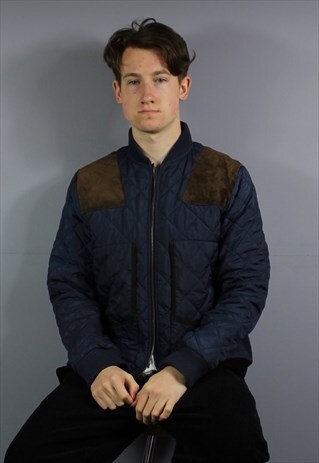 VINTAGE RALPH LAUREN SPORT PADDED QUILTED JACKET IN NAVY BLU