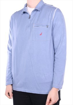 Nautica - Blue Embroidered Quarter Zip Sweatshirt - XLarge