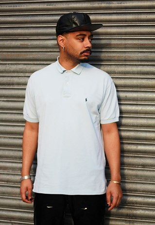 VINTAGE RALPH LAUREN BABY BLUE POLO SHIRT T-SHIRT