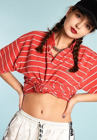 90'S RETRO LACOSTE STRIPED SPORTS POLO T-SHIRT TEE TOP