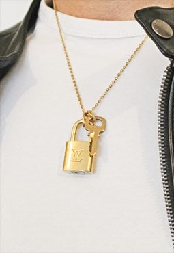 Reworked Louis Vuitton Padlock Necklace with single chain