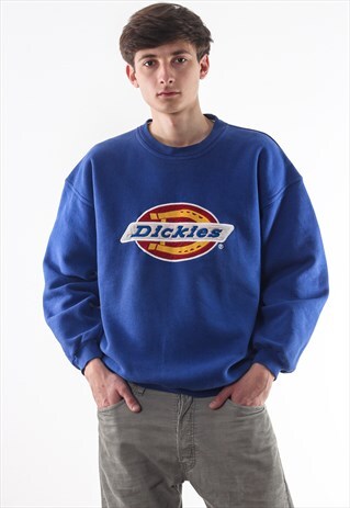 VINTAGE DICKIES CREW NECK 90S BLUE BIG LOGO