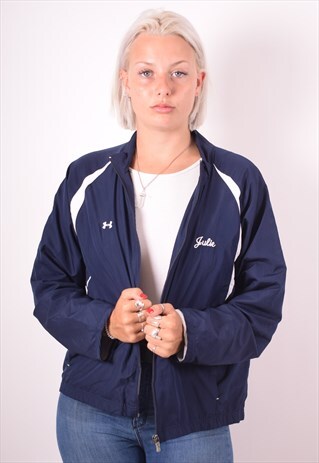 UNDER ARMOUR WOMENS VINTAGE TRACKSUIT TOP JACKET LARGE NAVY