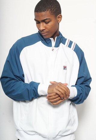 VINTAGE FILA LOGO TRACK JACKET WHITE