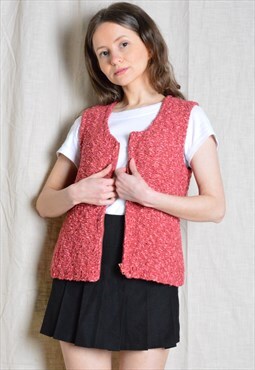 Vintage 90s Pink Knit Minimalist Zipper Vest