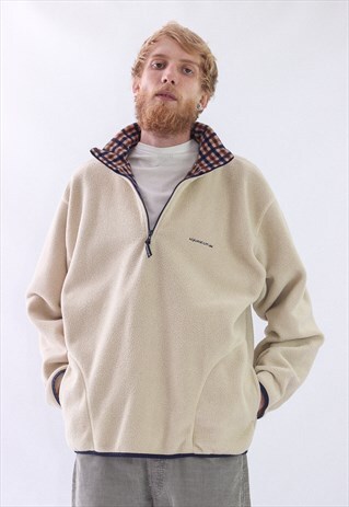 VINTAGE MENS AQUASCUTUM HALF ZIP PULLOVER FLEECE JACKET