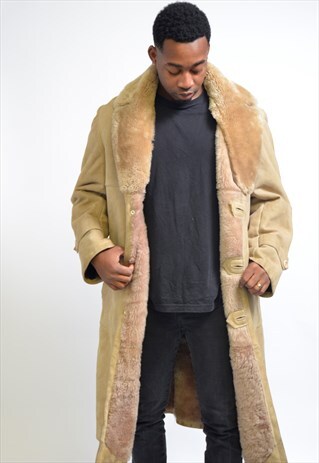VINTAGE CREAM FULL LENGTH SHEEPSKIN COAT