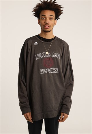 VINTAGE ADIDAS EMBROIDERED LOGO COLLEGE SWEATSHIRT