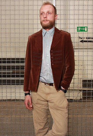 VINTAGE 80' BEAUTIFUL ELEGANT BROWN VELOUR UNISEX JACKET