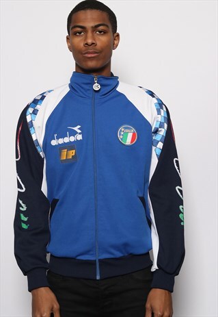 VINTAGE DIADORA ITALY FOOTBALL TRACK JACKET BLUE